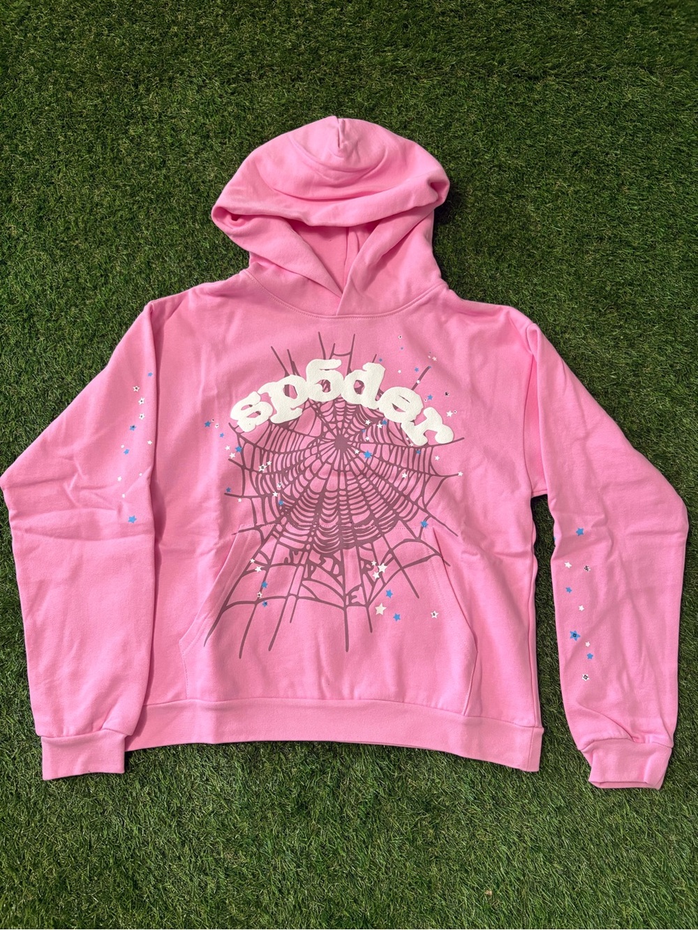 Pink Graphic Hoodie Sweatshirt - Spiderweb Design